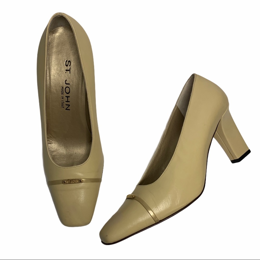 St. John - Beige/Cream/Gold Leather Pumps / Heels